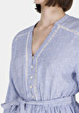 thumb-Afficher les détails de Robe Bleu Regular Fit Manches Trois-quarts Mini Uni Femme
