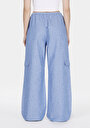 thumb-Afficher les détails de Pantalon Bleu Wide Leg High Rise En Sergé Regular Fit Femme