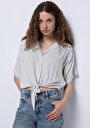 thumb-Afficher les détails de Chemise À Manches Courtes Vert Rayé Regular Fit Femme
