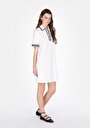 thumb-Afficher les détails de Robe Blanc Regular Fit Manches Courtes Mini Verrouillage Femme