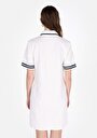 thumb-Afficher les détails de Robe Blanc Regular Fit Manches Courtes Mini Verrouillage Femme