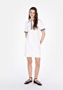thumb-Afficher les détails de Robe Blanc Regular Fit Manches Courtes Mini Verrouillage Femme