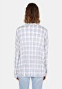 thumb-Afficher les détails de Chemise À Manches Longues Bleu Relaxed Fit Plaid Uni Femme
