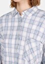 thumb-Afficher les détails de Chemise À Manches Longues Bleu Relaxed Fit Plaid Uni Femme