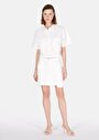 thumb-Afficher les détails de Jupe Blanc Mini Droit Gabardine Mini Femme