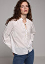 thumb-Afficher les détails de Chemise À Manches Longues Blanc Fashion Fit Brodé Voile Femme