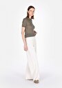 thumb-Afficher les détails de Pantalon Blanc Wide Leg High Rise En Sergé Regular Fit Femme
