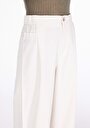 thumb-Afficher les détails de Pantalon Blanc Wide Leg High Rise En Sergé Regular Fit Femme