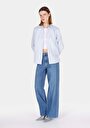 thumb-Afficher les détails de Chemise À Manches Longues Bleu Regular Fit Droit Uni Femme