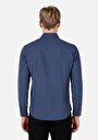 thumb-Afficher les détails de Chemise À Manches Longues Bleu Slim Fit Droit Popeline Homme