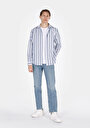 thumb-Afficher les détails de Chemise À Manches Longues Bleu Regular Fit Rayé Ratière Homme