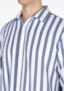 thumb-Afficher les détails de Chemise À Manches Longues Bleu Regular Fit Rayé Ratière Homme