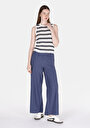 thumb-Afficher les détails de Pantalon Bleu Wide Leg High Rise En Uni Regular Fit Femme