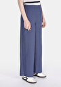thumb-Afficher les détails de Pantalon Bleu Wide Leg High Rise En Uni Regular Fit Femme