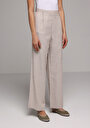 thumb-Afficher les détails de Pantalon Beige Wide Leg Low Rise En Uni Regular Fit Femme