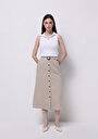 thumb-Afficher les détails de Jupe Beige Midi Droit Sergé Mdi Femme