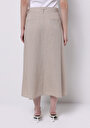 thumb-Afficher les détails de Jupe Beige Midi Droit Sergé Mdi Femme