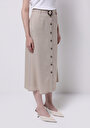 thumb-Afficher les détails de Jupe Beige Midi Droit Sergé Mdi Femme