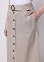 thumb-Afficher les détails de Jupe Beige Midi Droit Sergé Mdi Femme