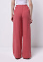 thumb-Afficher les détails de Pantalon Rose Wide Leg High Rise En Mousseline Regular Fit Femme