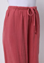 thumb-Afficher les détails de Pantalon Rose Wide Leg High Rise En Mousseline Regular Fit Femme
