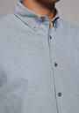 thumb-Afficher les détails de Chemise À Manches Longues Vert Regular Fit Droit Oxford Homme