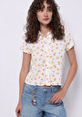 thumb-Afficher les détails de Ecru Imprimé Slim Fit Femme