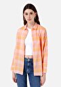 thumb-Afficher les détails de Chemise À Manches Longues Saumon Relaxed Fit Plaid Ratière Femme