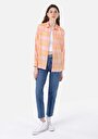 thumb-Afficher les détails de Chemise À Manches Longues Saumon Relaxed Fit Plaid Ratière Femme