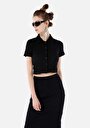 thumb-Afficher les détails de T-shirt À Manches Courtes Noir Slim Fit Droit Femme