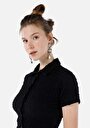 thumb-Afficher les détails de T-shirt À Manches Courtes Noir Slim Fit Droit Femme