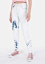thumb-Afficher les détails de 896  Maria Pantalon Bleu Tapered Leg  En  Mom Fit Femme