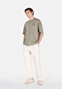 thumb-Afficher les détails de Pantalon Blanc Loose Leg Medium Rise En Gabardine Relaxed Fit Homme