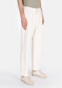 thumb-Afficher les détails de Pantalon Blanc Loose Leg Medium Rise En Gabardine Relaxed Fit Homme