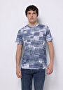 thumb-Afficher les détails de T-shirt À Manches Courtes Bleu Regular Fit Imprimé Homme