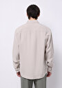 thumb-Afficher les détails de Chemise À Manches Longues Beige Comfort Fit Droit Sergé Homme