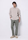 thumb-Afficher les détails de Chemise À Manches Longues Beige Comfort Fit Droit Sergé Homme