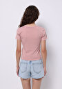 thumb-Afficher les détails de T-shirt À Manches Courtes Rose Slim Fit Imprimé Femme