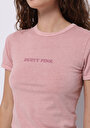 thumb-Afficher les détails de T-shirt À Manches Courtes Rose Slim Fit Imprimé Femme
