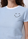 thumb-Afficher les détails de T-shirt À Manches Courtes Bleu Slim Fit Rayé Femme
