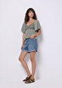 thumb-Afficher les détails de Blouse À Manches Courtes Kaki Regular Fit Manches Courtes Femme