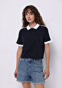 thumb-Afficher les détails de Chemise Polo À Manches Courtes Marine Droit Regular Fit Femme
