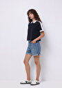 thumb-Afficher les détails de Chemise Polo À Manches Courtes Marine Droit Regular Fit Femme