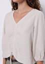 thumb-Afficher les détails de Chemisier À Manches Longues Beige Regular Fit Femme