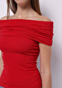 thumb-Afficher les détails de Blouse À Manches Courtes Rouge Slim Fit Sans Manches Femme