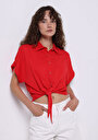 thumb-Afficher les détails de Chemise À Manches Courtes Rouge Droit Regular Fit Femme