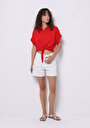 thumb-Afficher les détails de Chemise À Manches Courtes Rouge Droit Regular Fit Femme