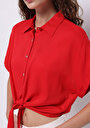 thumb-Afficher les détails de Chemise À Manches Courtes Rouge Droit Regular Fit Femme