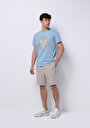 thumb-Afficher les détails de T-shirt À Manches Courtes Bleu Regular Fit Droit Homme