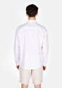 thumb-Afficher les détails de Chemise À Manches Longues Blanc Regular Fit Droit Lin Homme